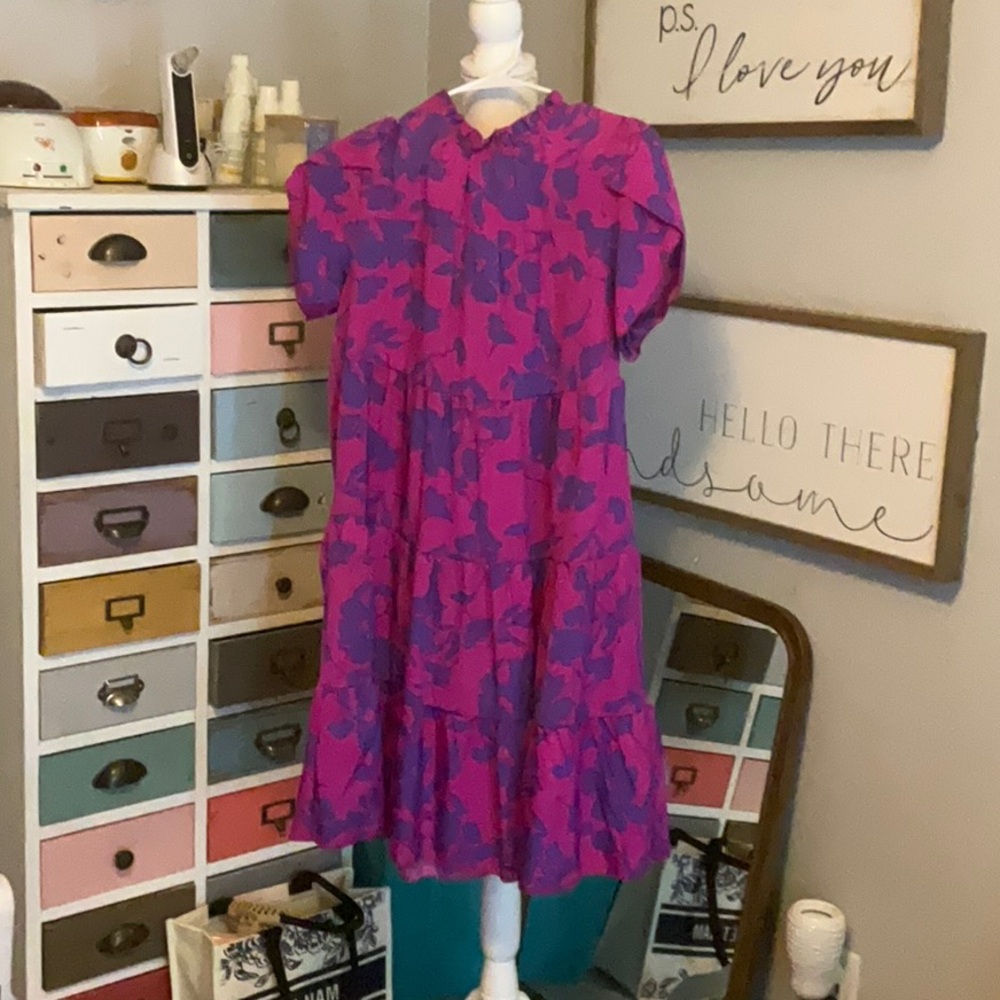 Floral Pink and Purple Kids Dress